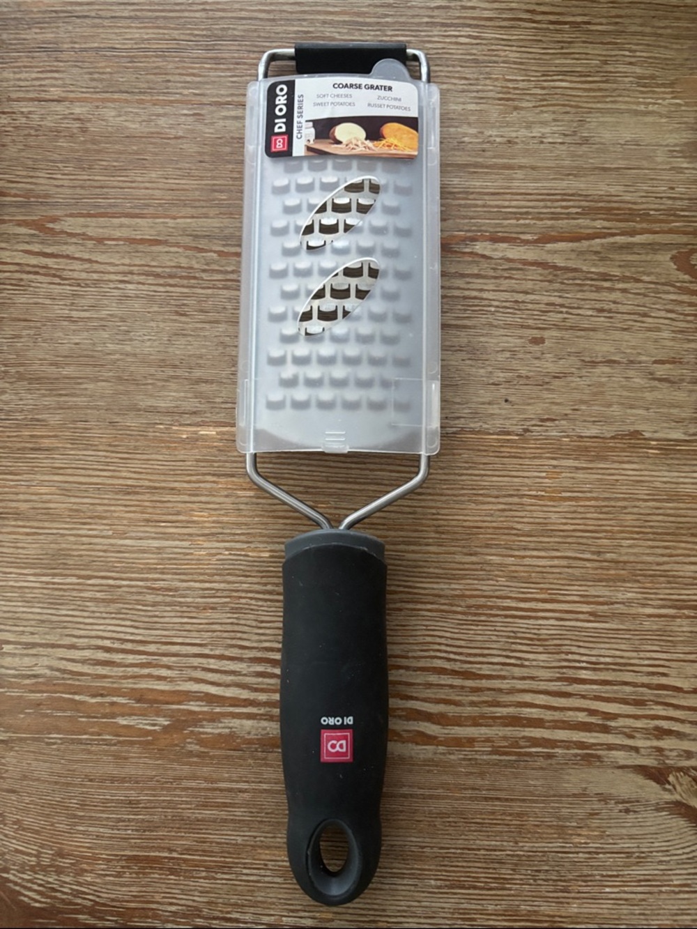 Di ORO Coarse Grater with Protective Cover - Black & Silver